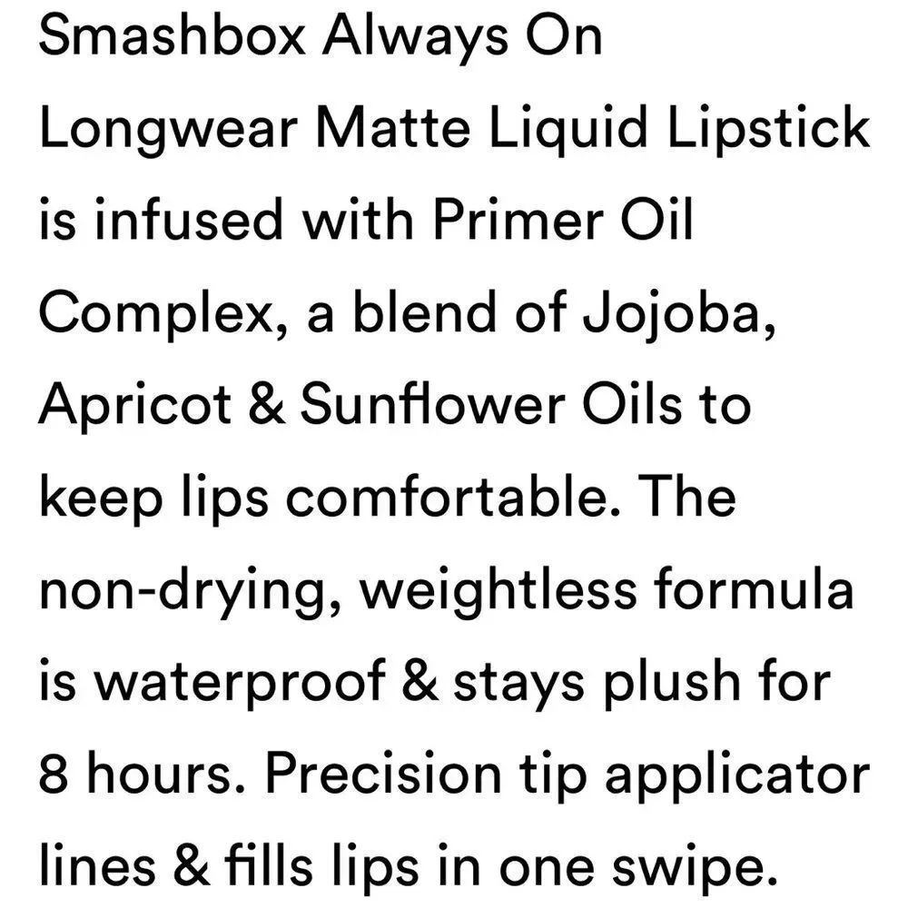 🌻 Smashbox Always On Liquid Lipstick Drivers Seat New FullSz